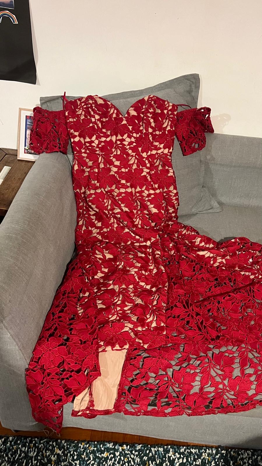 Gorgeous off shoulder red lace dress