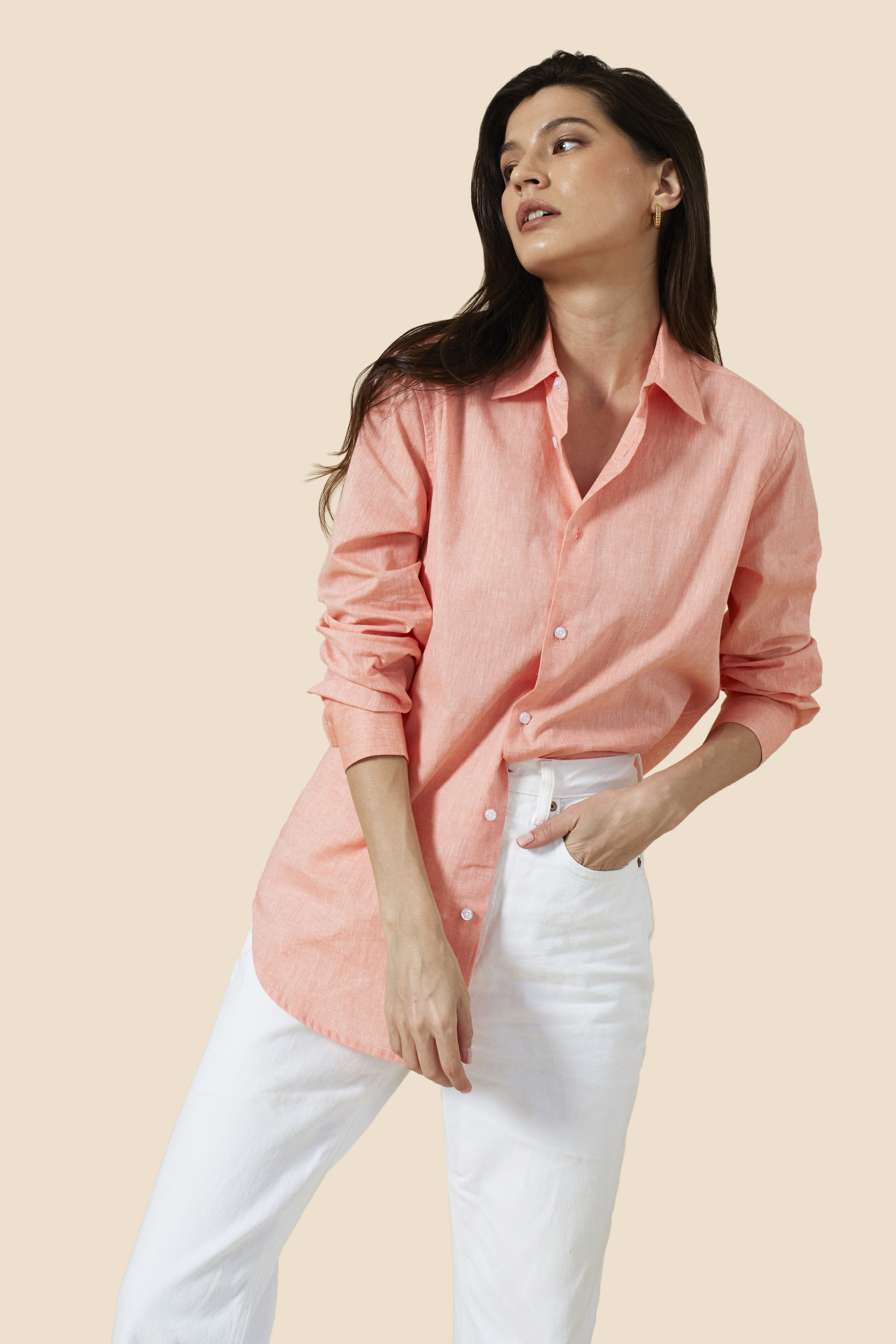 Avery Button Down - Grapefruit Pink