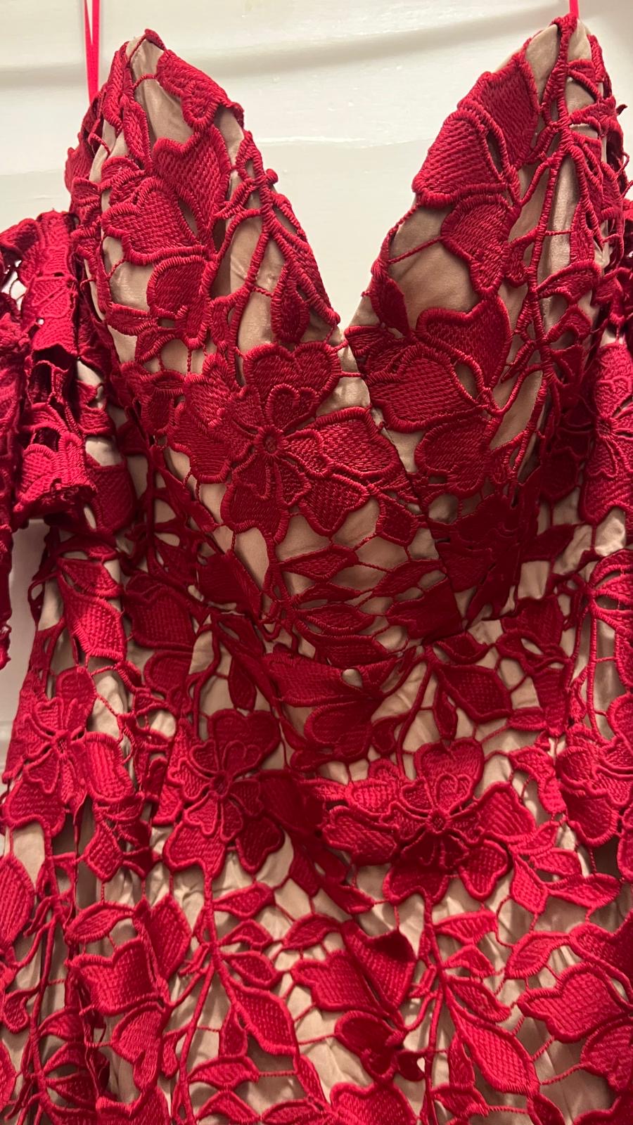 Gorgeous off shoulder red lace dress