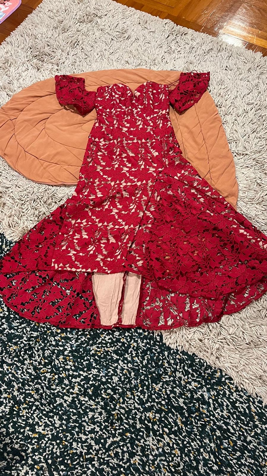 Gorgeous off shoulder red lace dress