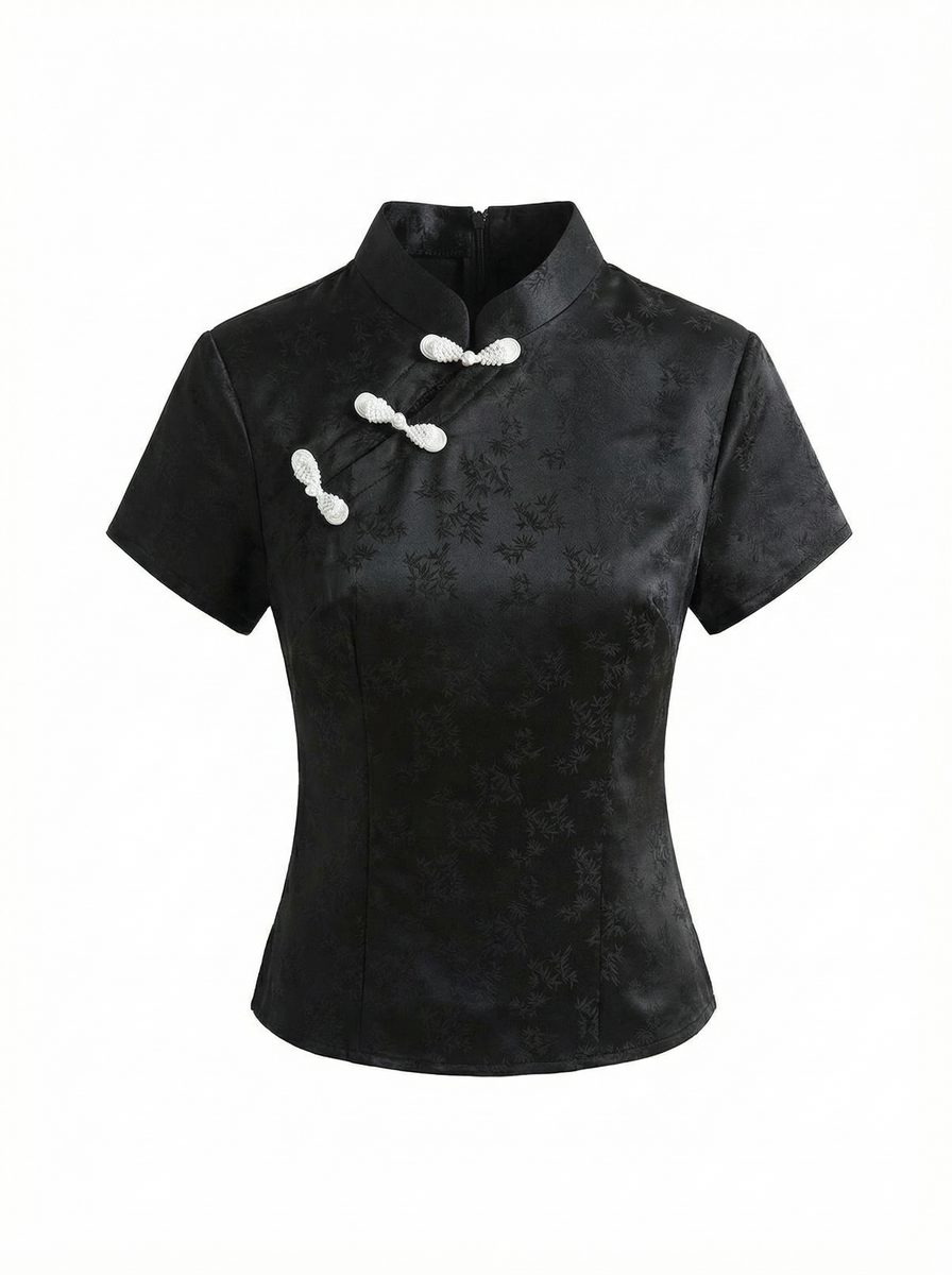BAMBOO MANDARIN COLLAR TOP
