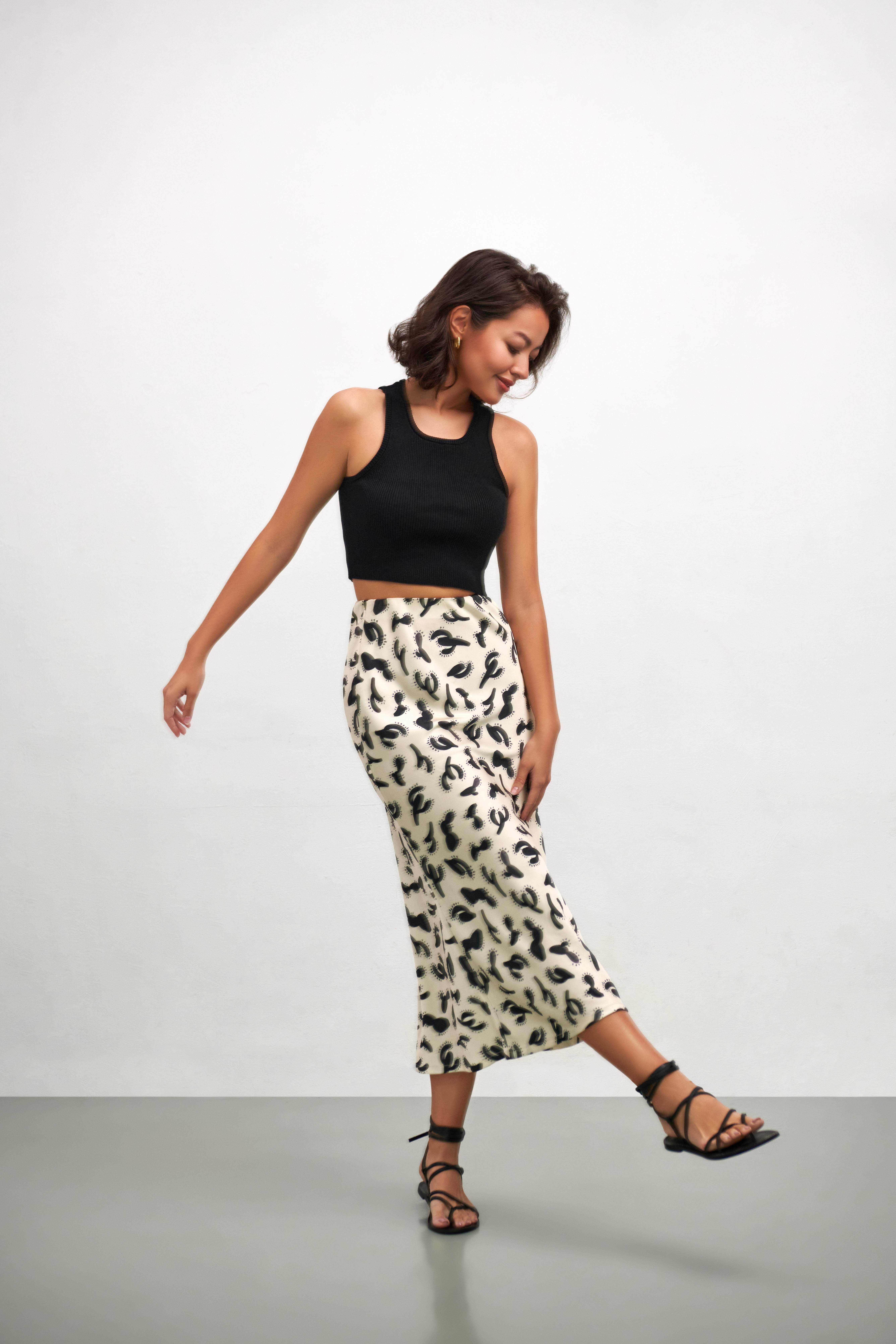 Olivia Slip Skirt - Cactus White