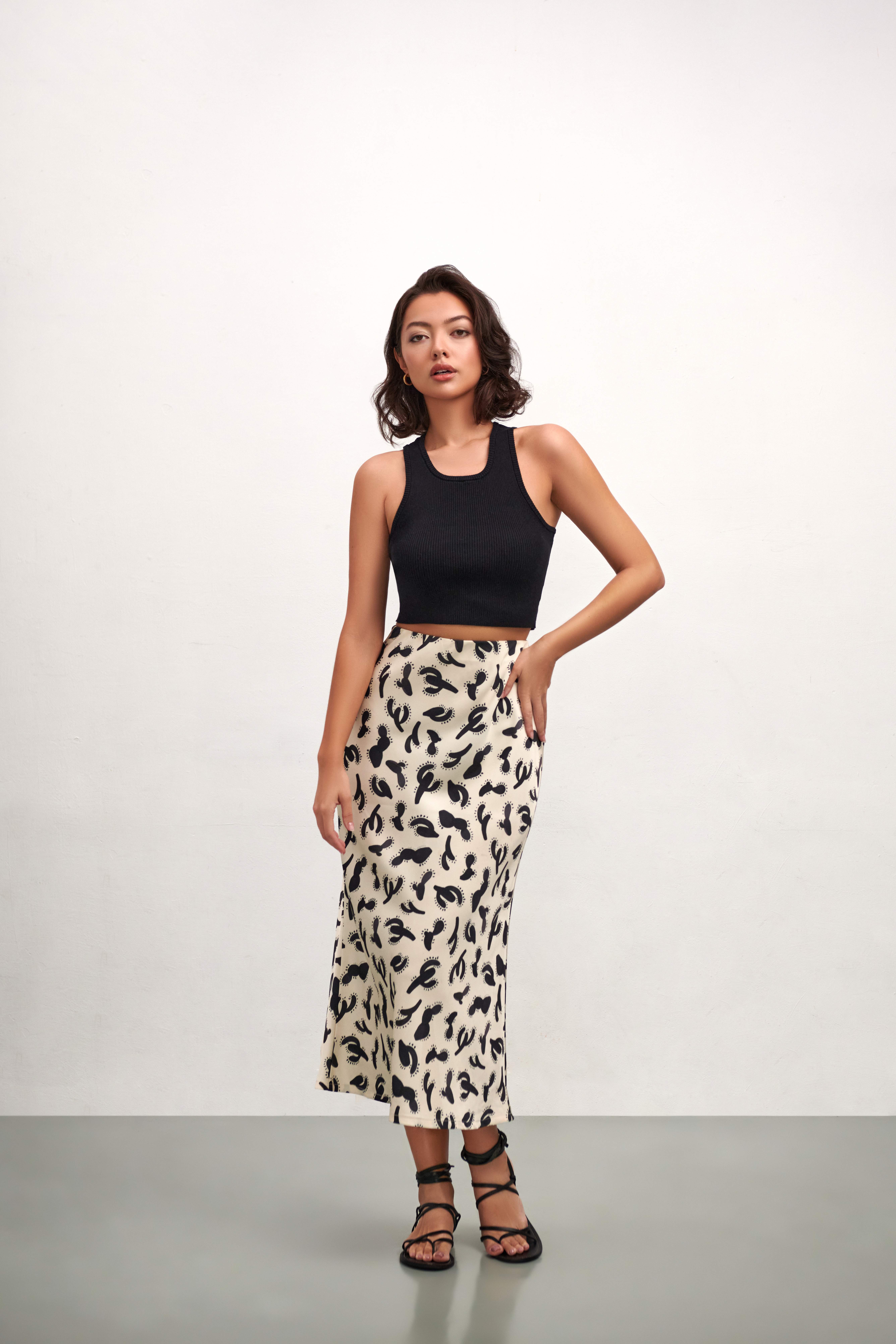 Olivia Slip Skirt - Cactus White
