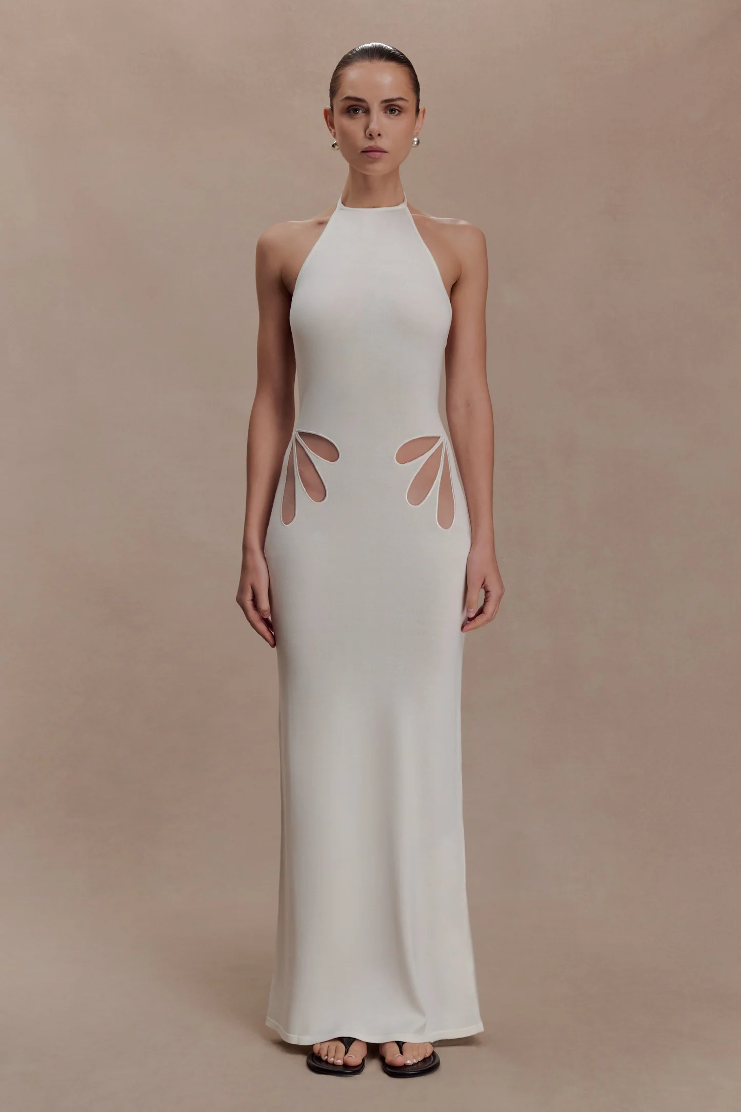 Meshki White Maxi Halter Dress