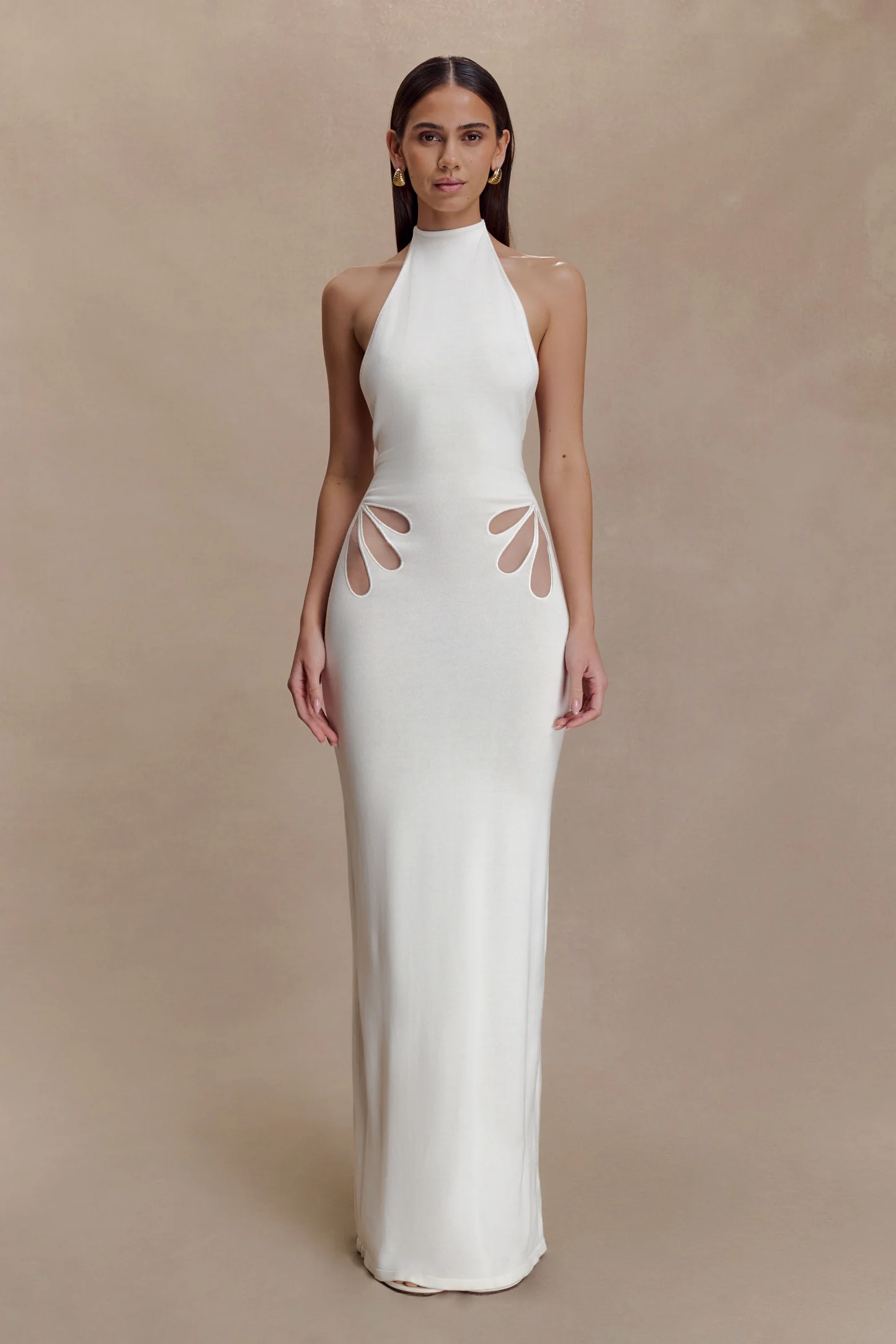 Meshki White Maxi Halter Dress