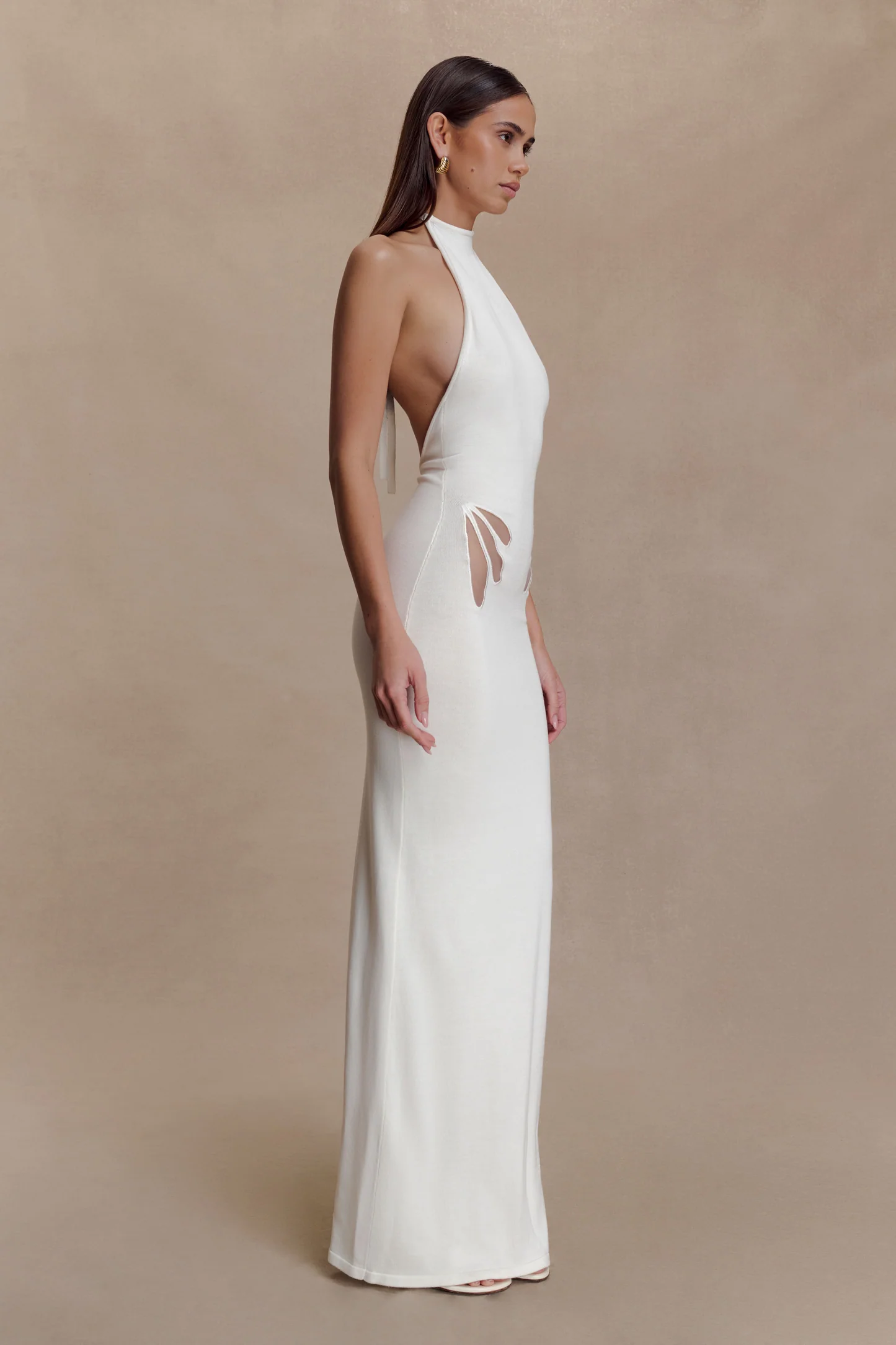 Meshki White Maxi Halter Dress