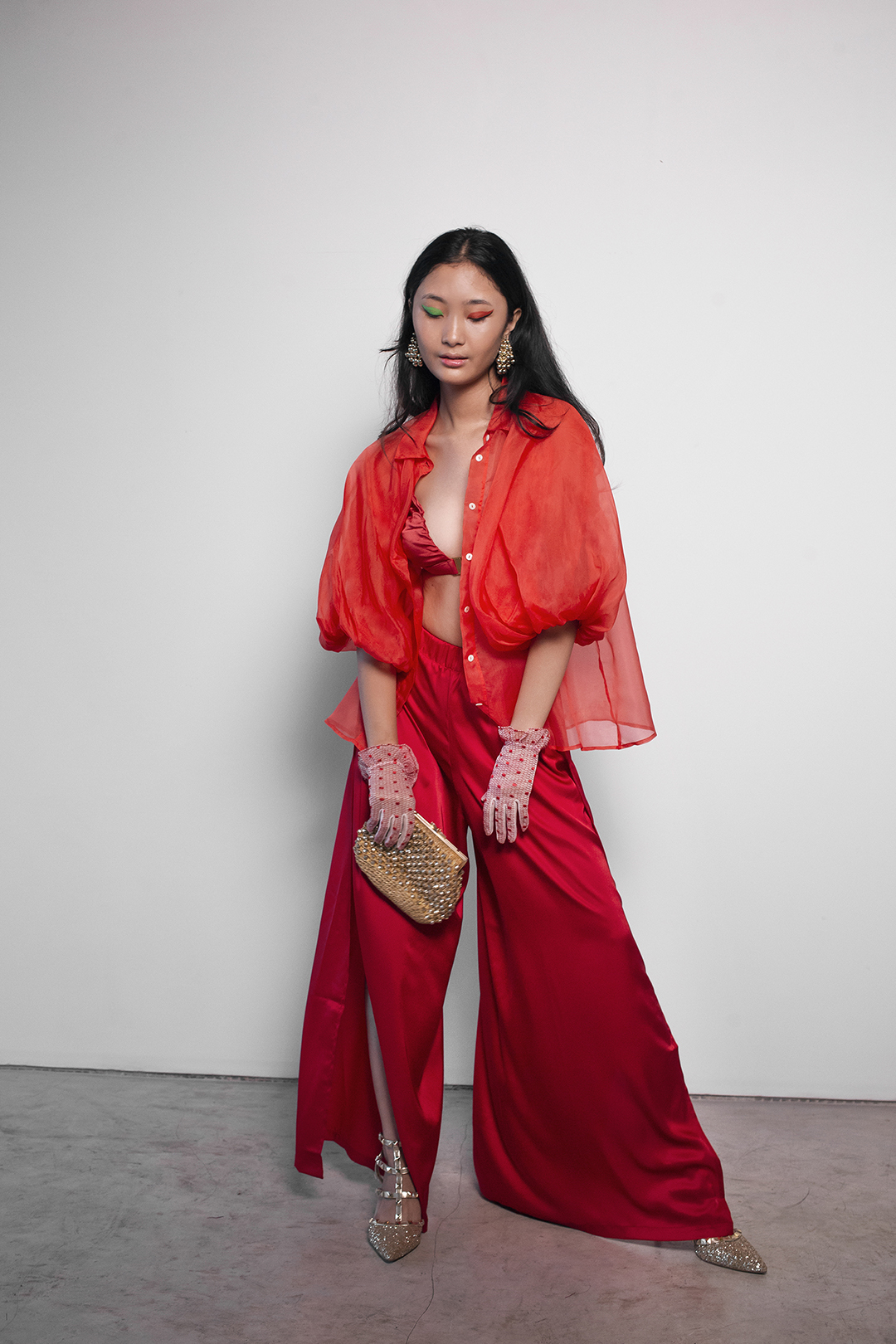ORGANZA PUFF SLEEVE BLOUSE