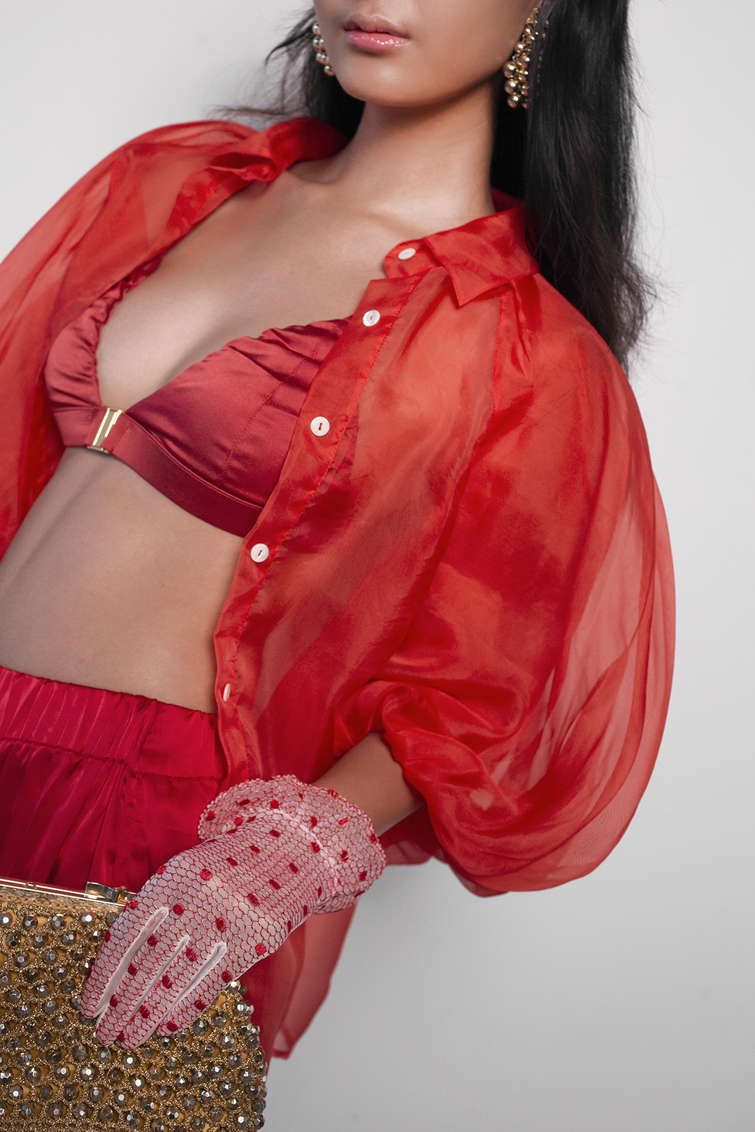 ORGANZA PUFF SLEEVE BLOUSE