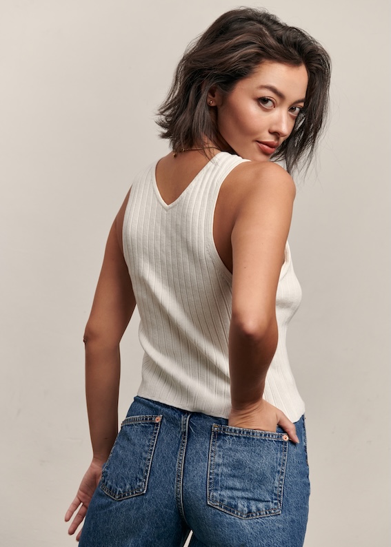 Lara V-neck Tank Top - White