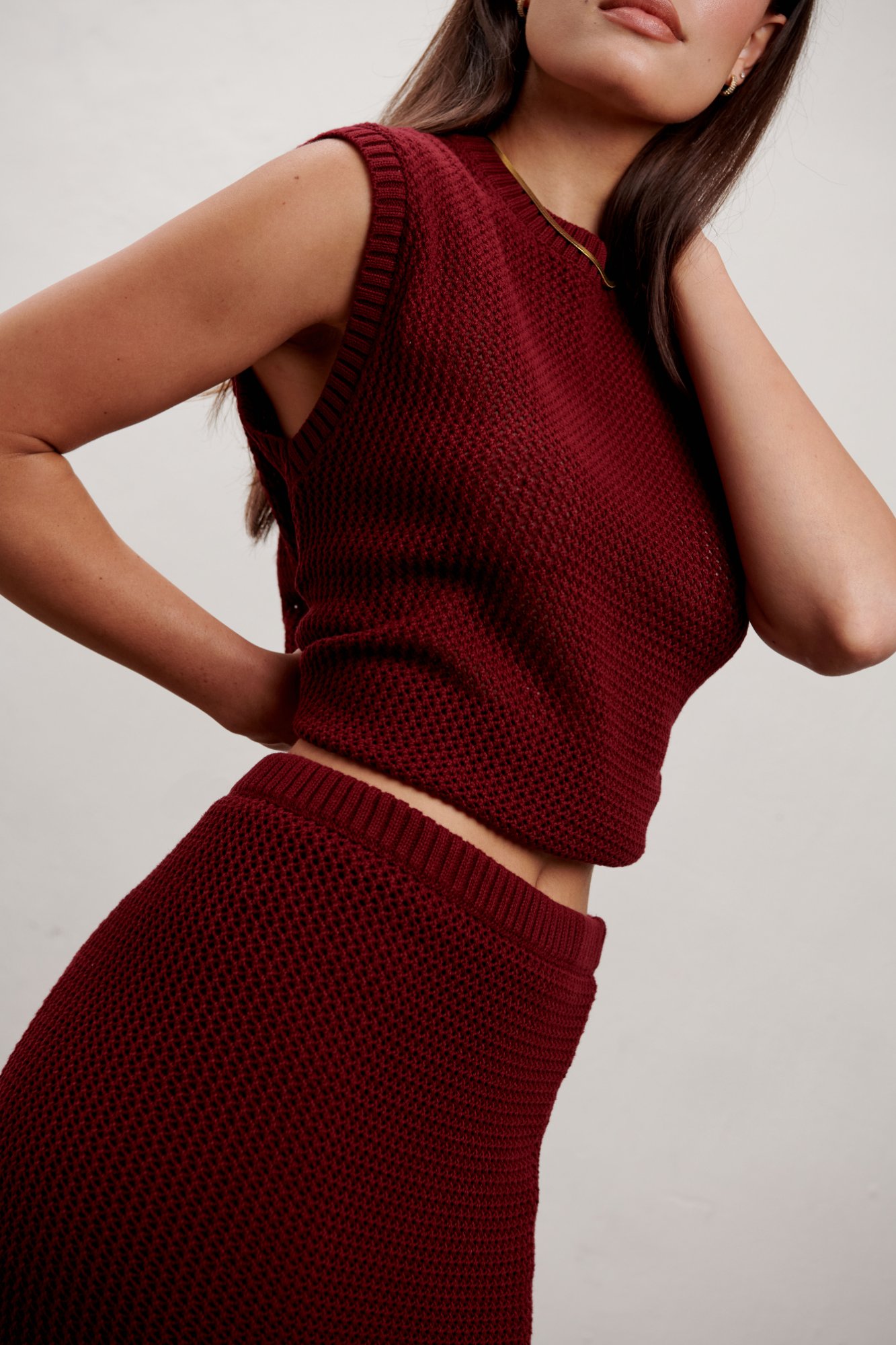 Nina Midi Skirt - Burgundy