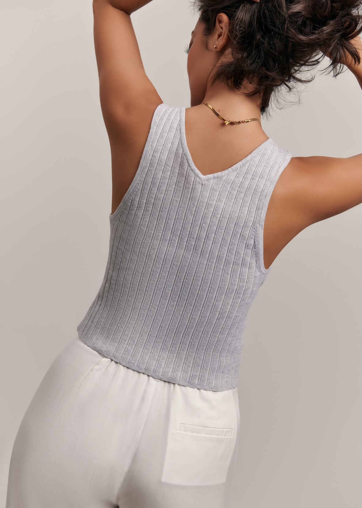 Lara V-neck Tank Top - Grey
