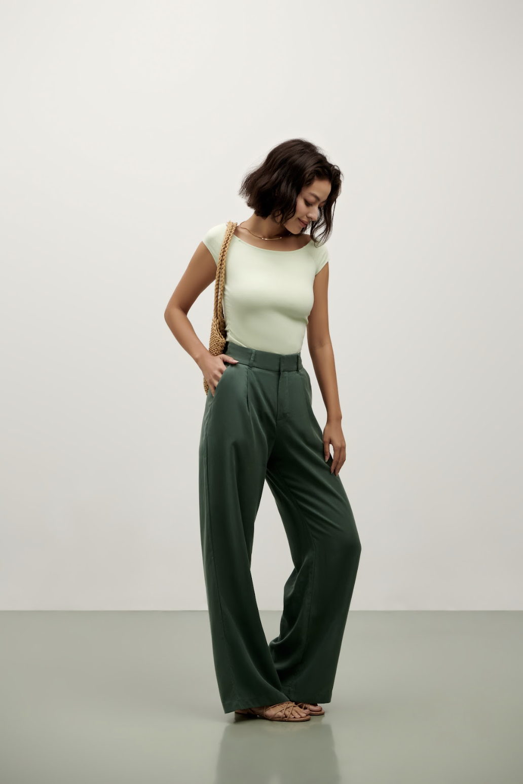 Brigitte Poised Top - Mint Black