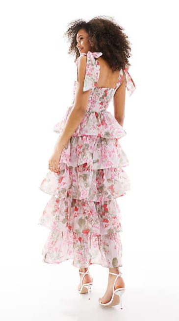 & Other Stories Corset Front Tiered Maxi Dress in Floral Print