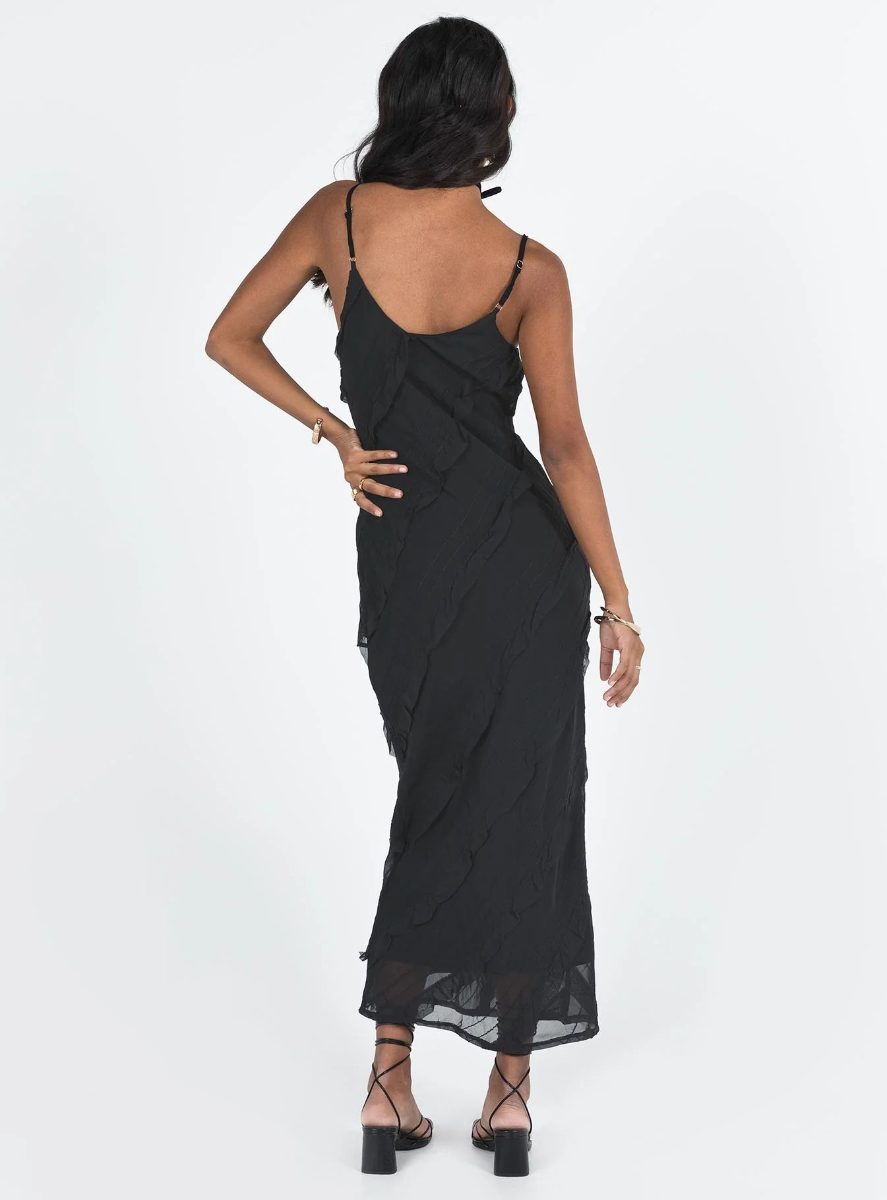 Princess Polly Ruffle Maxi Dress in Black