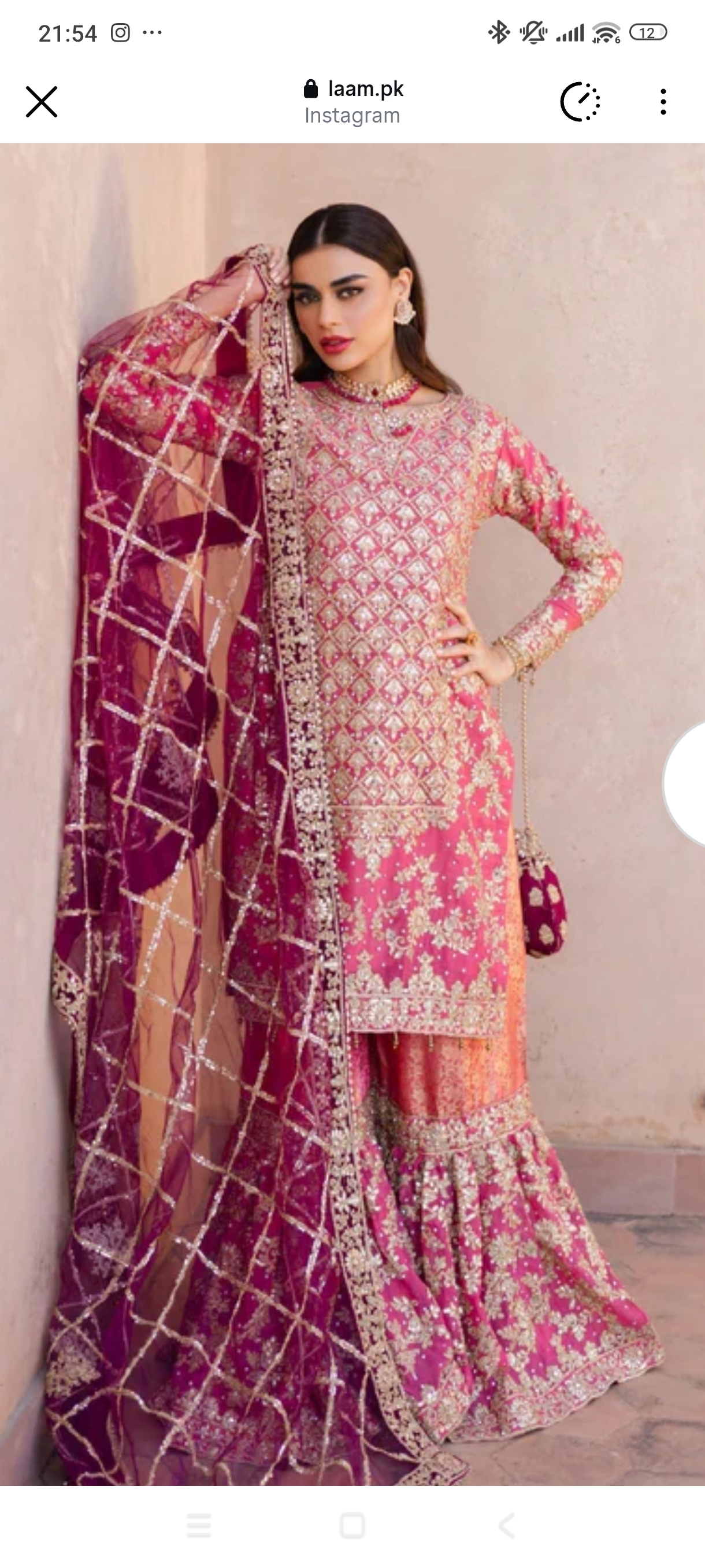 Pink Pakistani Sharara Set with Dupatta – Wedding / Dholki Wear