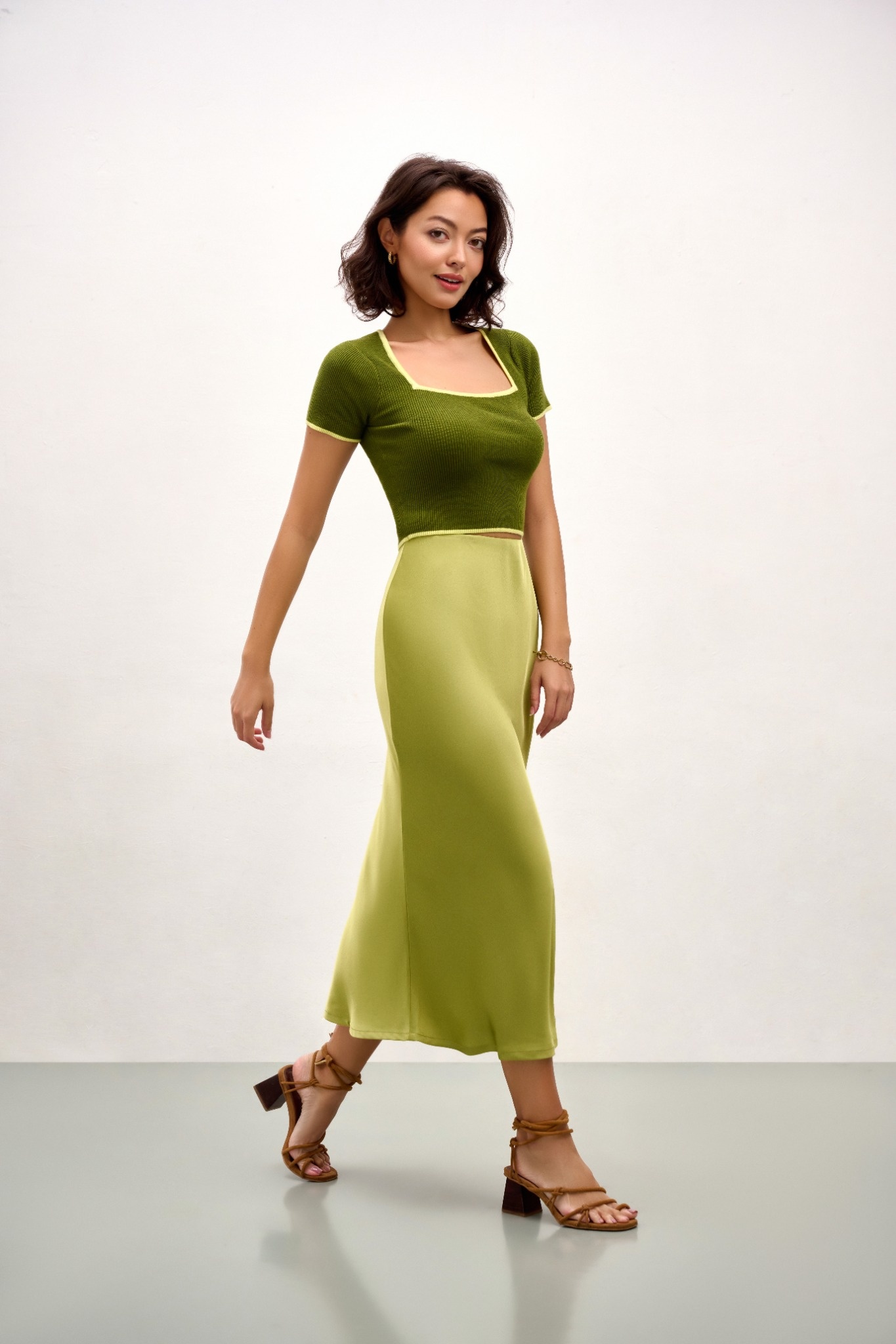 Olivia Slip Skirt - Spring Green