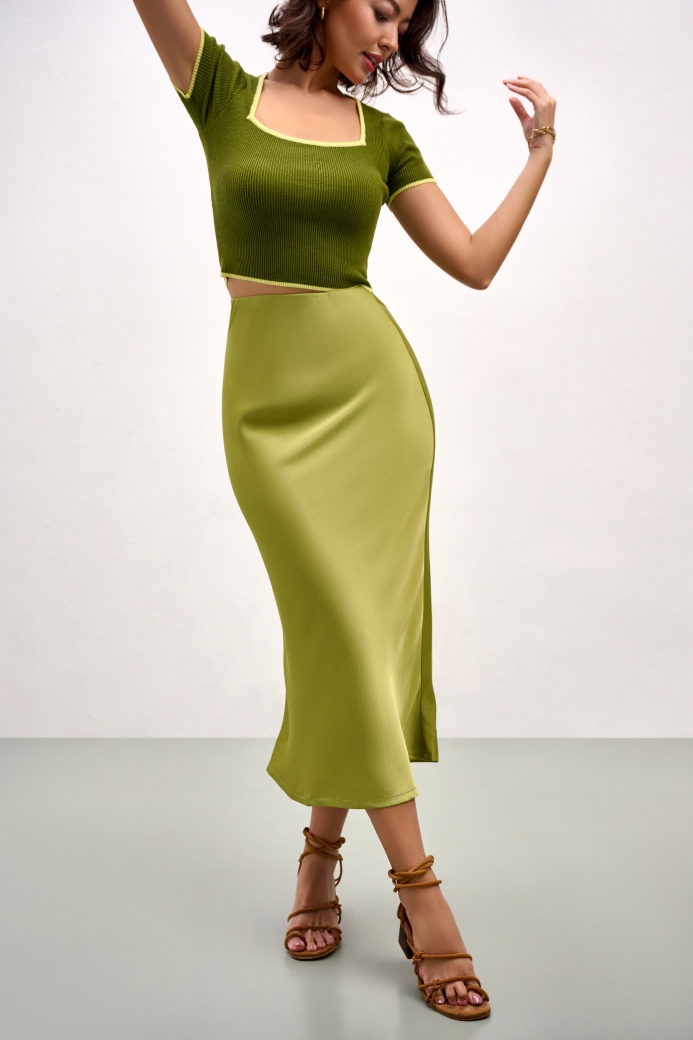 Olivia Slip Skirt - Spring Green