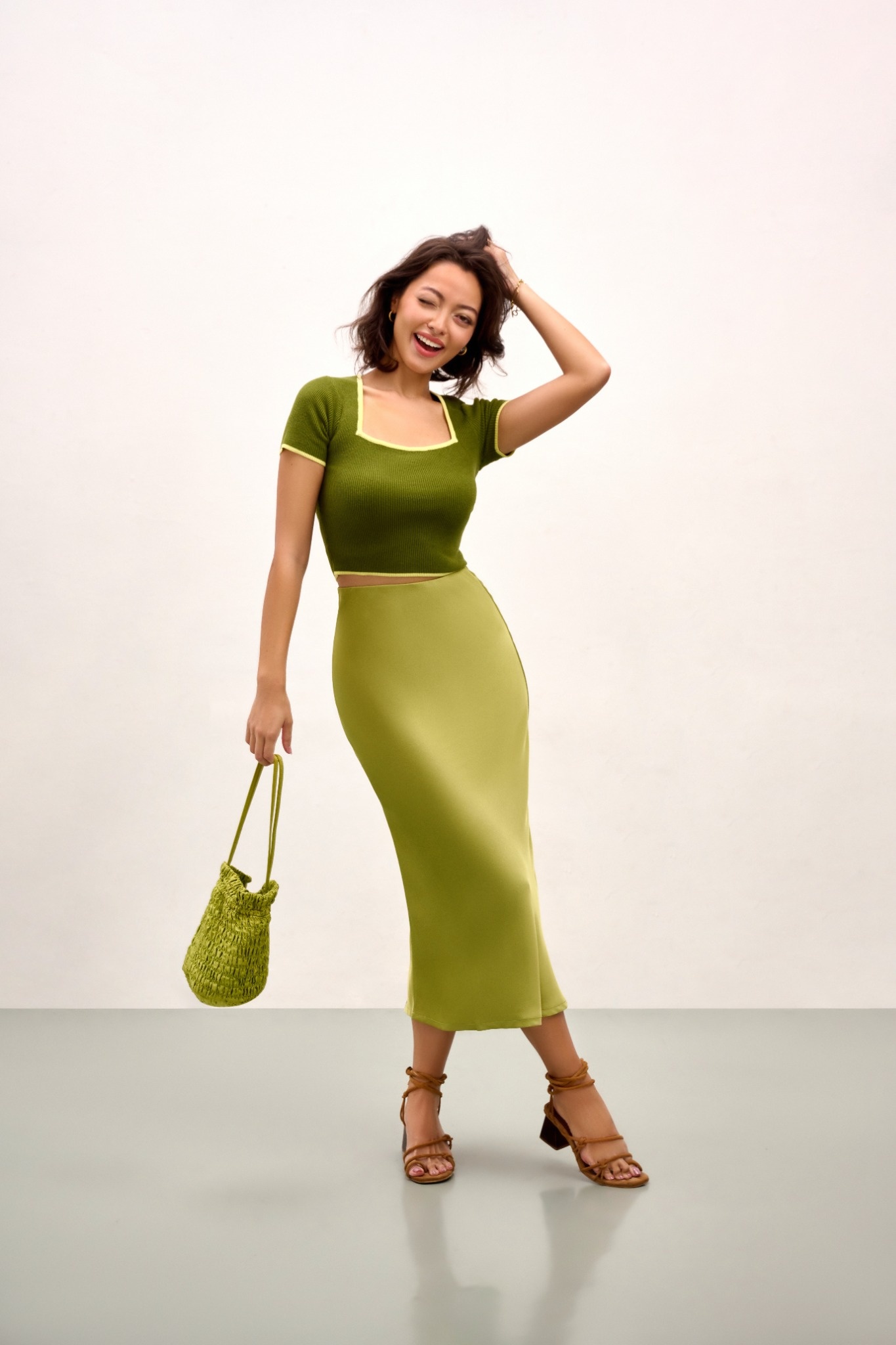 Olivia Slip Skirt - Spring Green