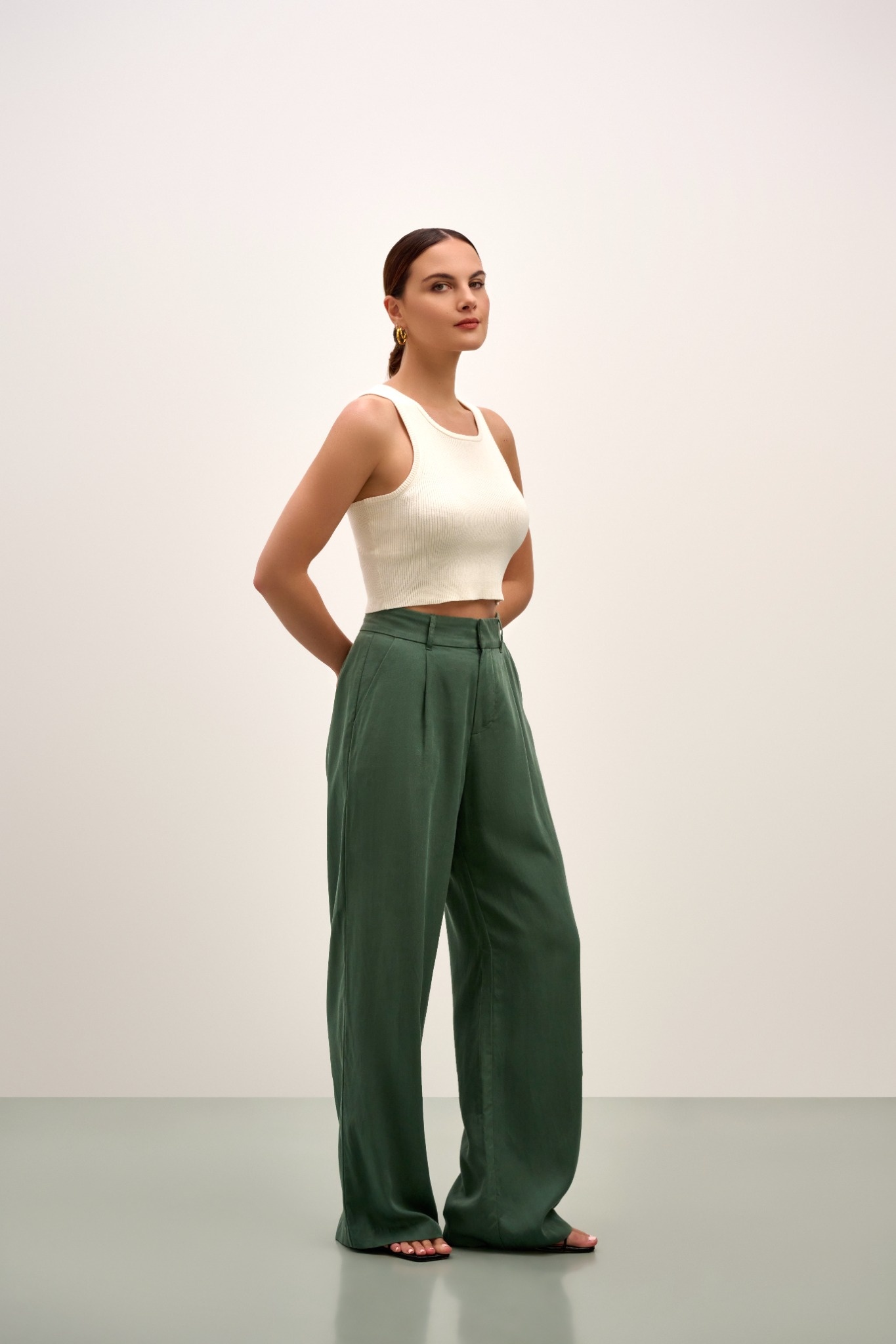 Willow Wide Leg Pant - Evergreen Green