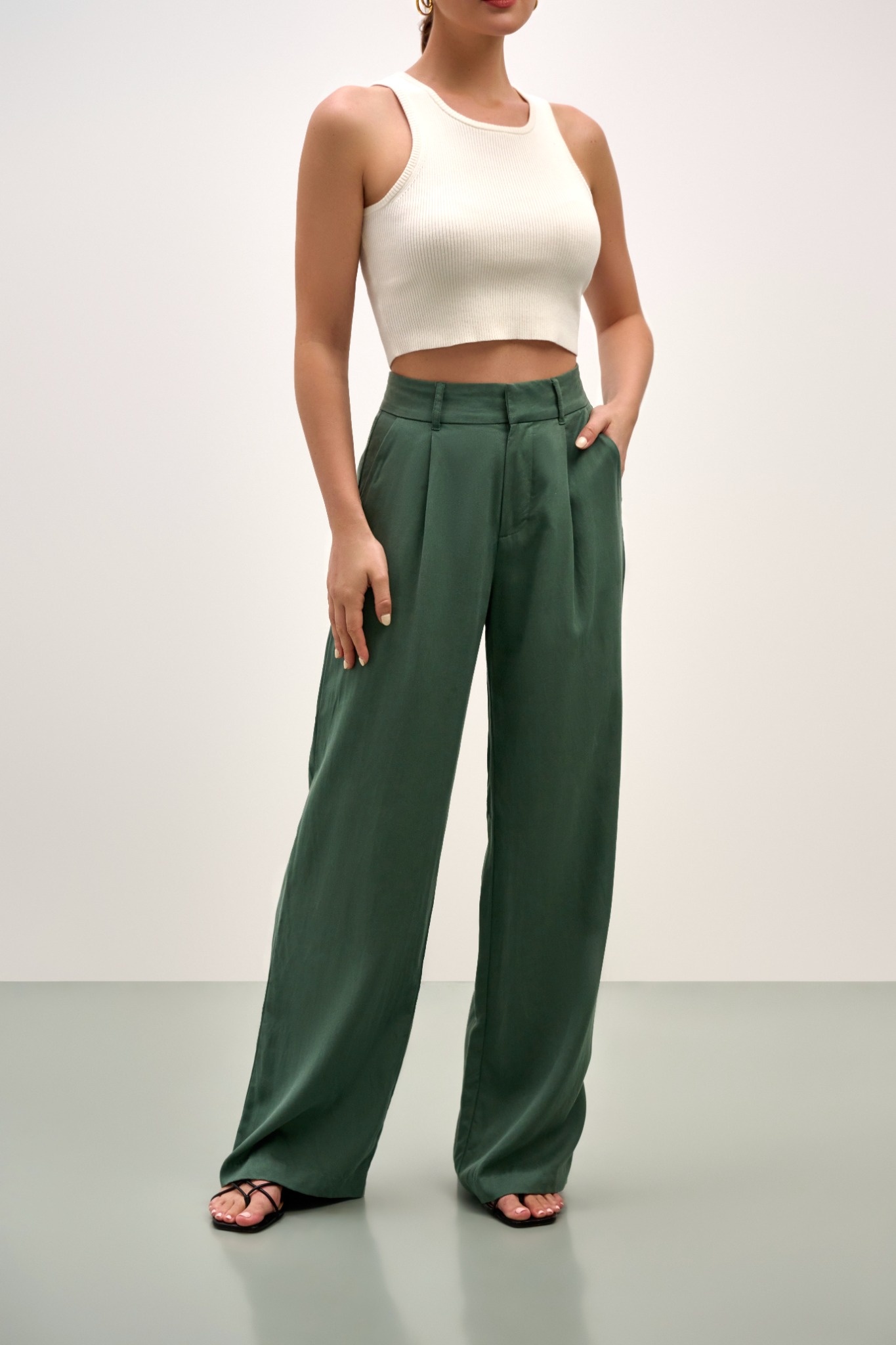 Willow Wide Leg Pant - Evergreen Green