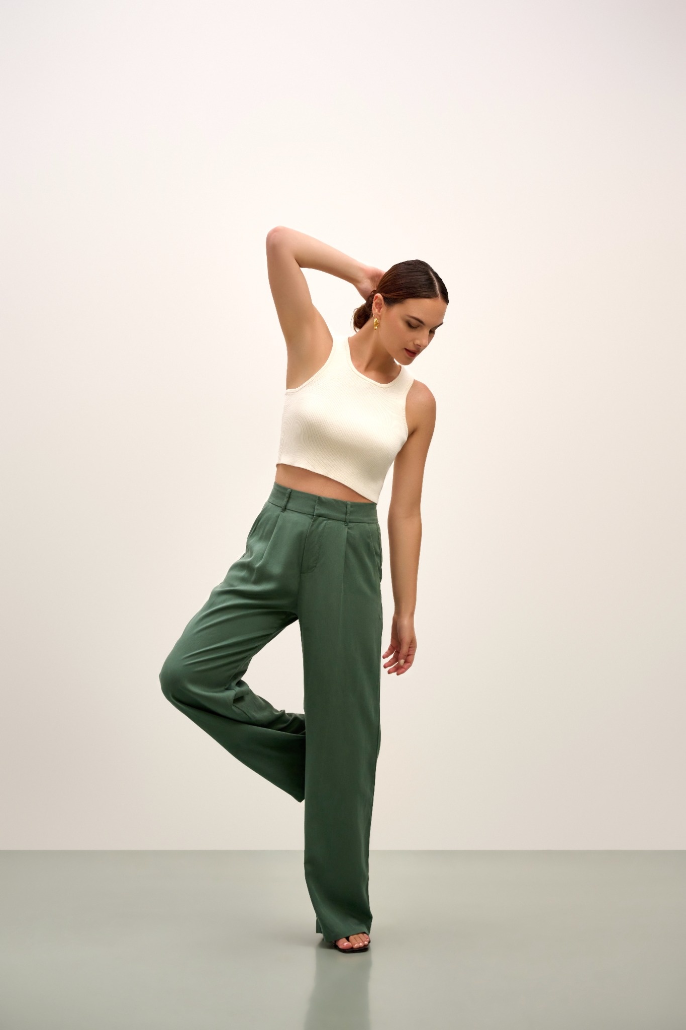 Willow Wide Leg Pant - Evergreen Green